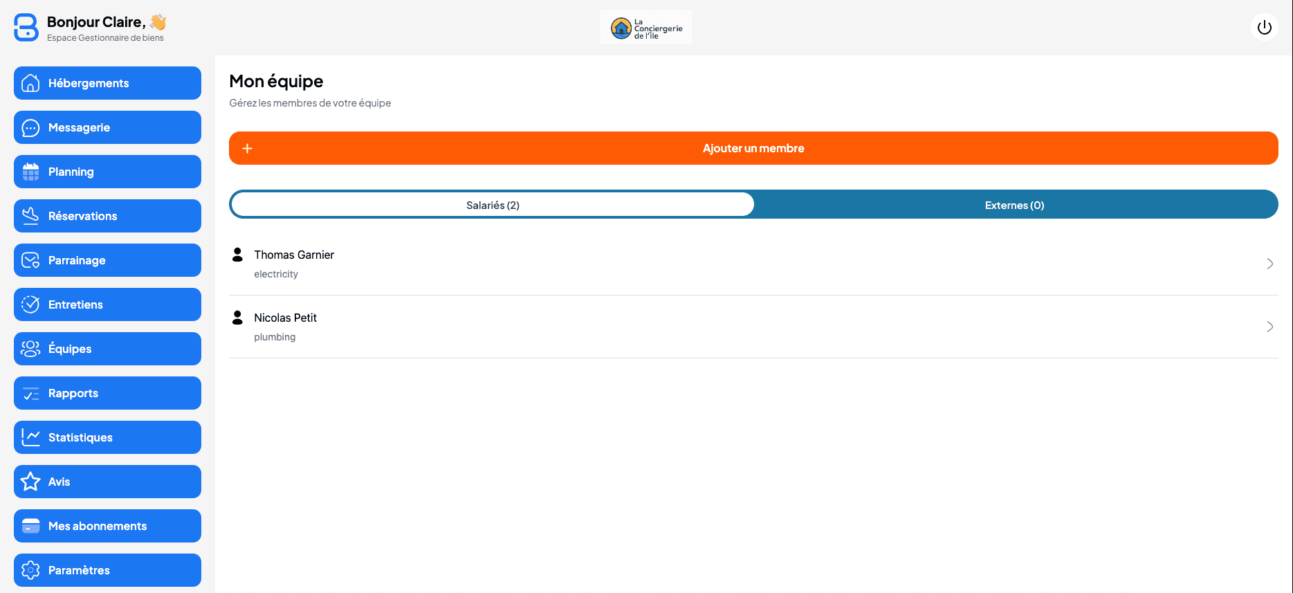 Gestion des prestataires
